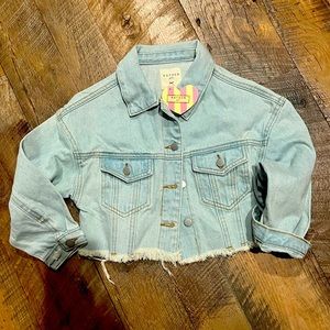 Hayden girls denim jacket cropped, size 10, NWT